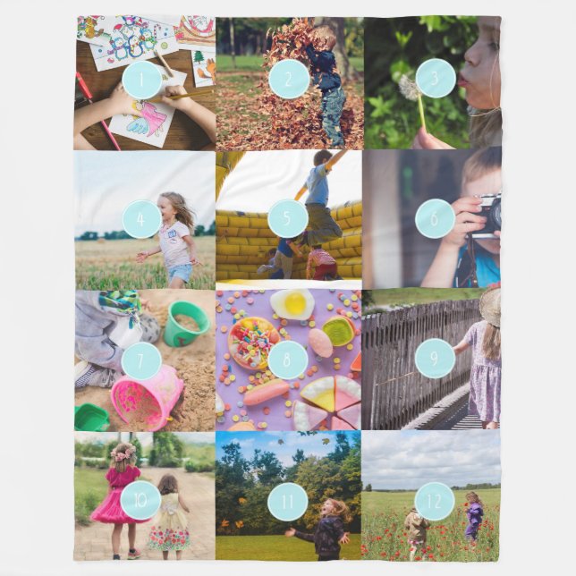 Fügen Sie Ihr eigenes 12 Foto Customizable Card Fo Fleecedecke (Vorderseite)