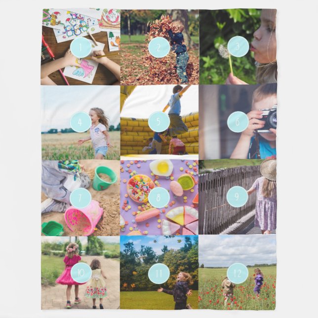 fügen Sie Ihr eigenes 12 Foto individualisierbares Fleecedecke (Vorderseite)