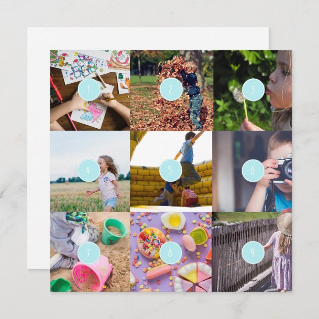 Fügen Sie Ihr eigenes 9-Foto-Foto für individuell  Karte (Vorne/Hinten)