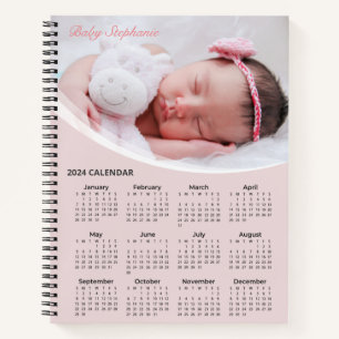 Fügen Sie Ihr eigenes Baby Foto 2024 Kalender hinz Notizbuch