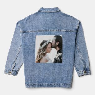 Fügen Sie Ihr eigenes benutzerdefiniertes Foto hin Jeansjacke