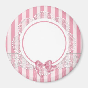 Fügen Sie Ihr eigenes Bild oder Text Pink Lace Mag Magnet