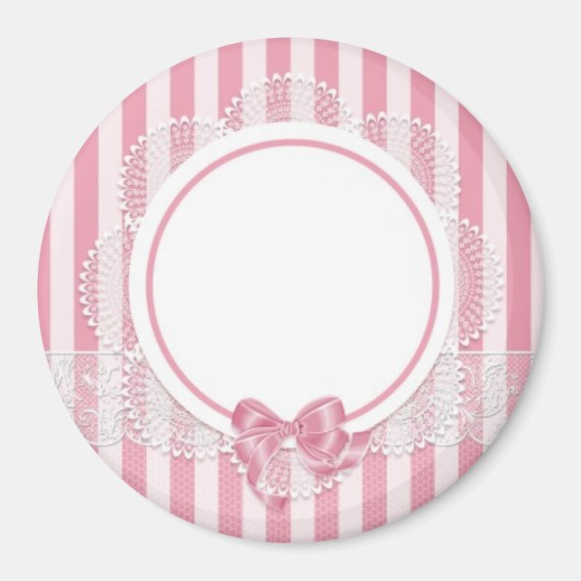 Fügen Sie Ihr eigenes Bild oder Text Pink Lace Mag Magnet (Vorne)