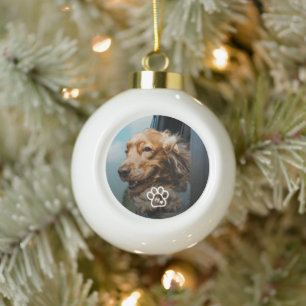 Fügen Sie Ihr eigenes Foto Hund Haustiere Monogram Keramik Kugel-Ornament