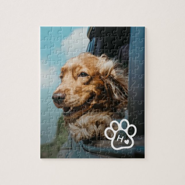 Fügen Sie Ihr eigenes Foto-Hunde-Pets-Monogramm-Pu Puzzle (Vertikal)