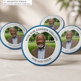 Fügen Sie Ihr eigenes Foto und den Titel der Wahlk Button
