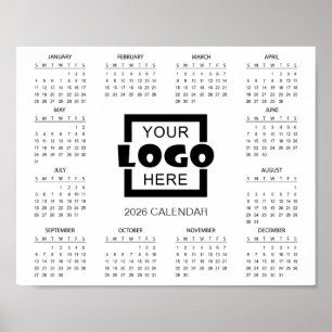 Fügen Sie Ihr eigenes Geschäft-Logo 2026 Kalender Poster