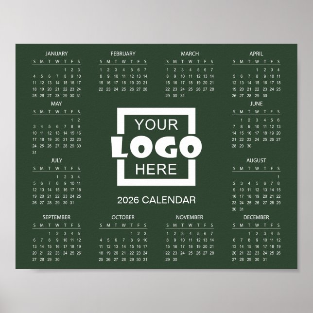 Fügen Sie Ihr eigenes Geschäft-Logo 2026 Kalender  Poster (Vorne)