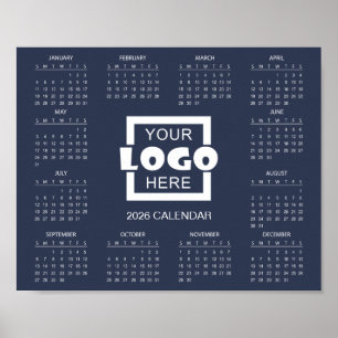 Fügen Sie Ihr eigenes Geschäft-Logo 2026 Kalender Poster