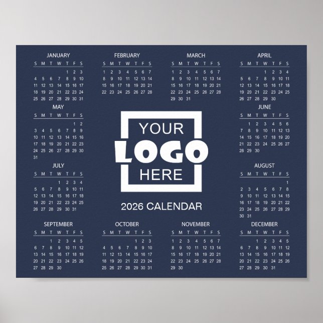 Fügen Sie Ihr eigenes Geschäft-Logo 2026 Kalender  Poster (Vorne)