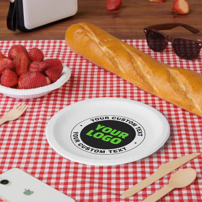 Fügen Sie Ihr eigenes Geschäftslogo oder ein hochg Pappteller (Picknick)