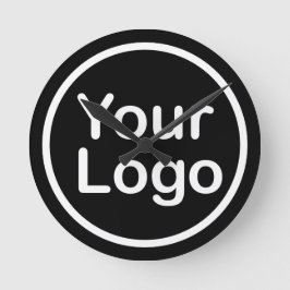 Fügen Sie Ihr eigenes Logo hinzu | Schwarzer Hinte Runde Wanduhr
