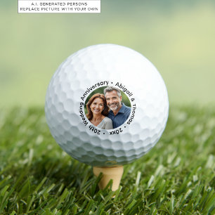 Fügen Sie Ihr eigenes Paar-Foto 20. Hochzeitstag h Golfball