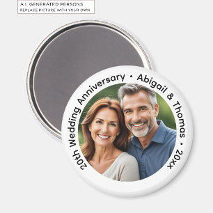 Fügen Sie Ihr eigenes Paar-Foto 20. Hochzeitstag h Magnet