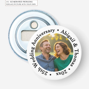 Fügen Sie Ihr eigenes Paar-Foto 25. Hochzeitstag h Flaschenöffner