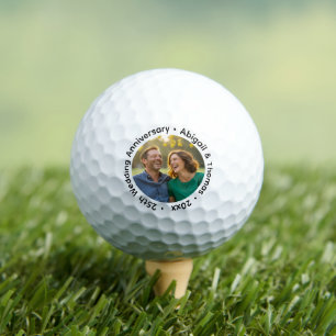 Fügen Sie Ihr eigenes Paar-Foto 25. Hochzeitstag h Golfball