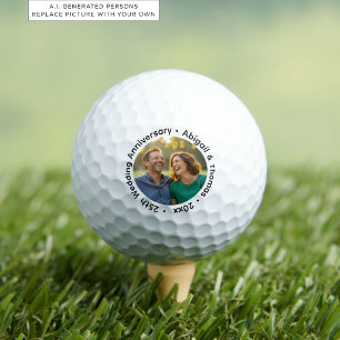 Fügen Sie Ihr eigenes Paar-Foto 25. Hochzeitstag h Golfball