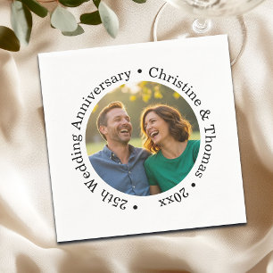 Fügen Sie Ihr eigenes Paar-Foto 25. Hochzeitstag h Serviette