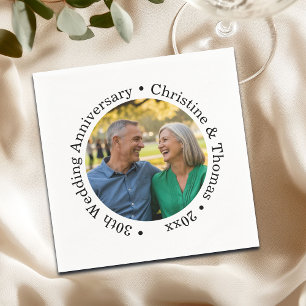 Fügen Sie Ihr eigenes Paar-Foto 30. Hochzeitstag h Serviette