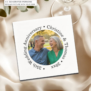 Fügen Sie Ihr eigenes Paar-Foto 35. Hochzeitstag h Serviette