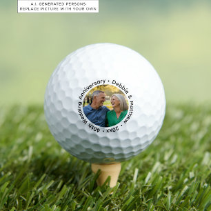 Fügen Sie Ihr eigenes Paar-Foto 40. Hochzeitstag h Golfball