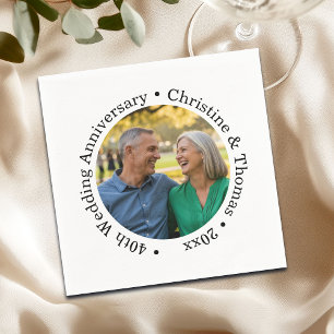 Fügen Sie Ihr eigenes Paar-Foto 40. Hochzeitstag h Serviette