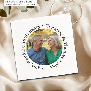 Fügen Sie Ihr eigenes Paar-Foto 40. Hochzeitstag h Serviette