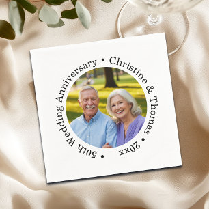 Fügen Sie Ihr eigenes Paar-Foto 50. Hochzeitstag h Serviette