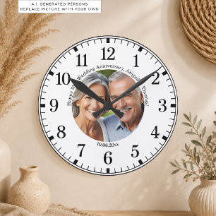 Fügen Sie Ihr eigenes Paar-Foto 55. Hochzeitstag h Runde Wanduhr