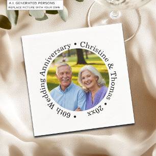 Fügen Sie Ihr eigenes Paar-Foto 60. Hochzeitstag h Serviette