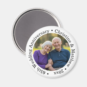 Fügen Sie Ihr eigenes Paar-Foto 65. Hochzeitstag h Magnet