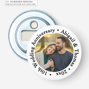 Fügen Sie Ihr eigenes Paar-Foto zum 10. Hochzeitst Flaschenöffner