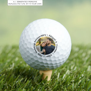 Fügen Sie Ihr eigenes Paar-Foto zum 10. Hochzeitst Golfball