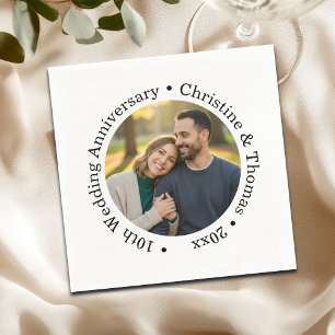 Fügen Sie Ihr eigenes Paar-Foto zum 10. Hochzeitst Serviette