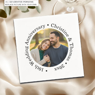 Fügen Sie Ihr eigenes Paar-Foto zum 10. Hochzeitst Serviette