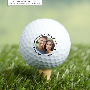 Fügen Sie Ihr eigenes Paar-Foto zum 5. Hochzeitsta Golfball