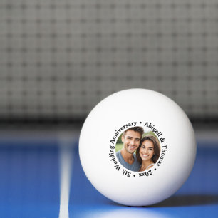 Fügen Sie Ihr eigenes Paar-Foto zum 5. Hochzeitsta Tischtennisball