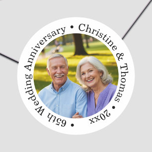 Fügen Sie Ihr eigenes Paar-Foto zum 65. Hochzeitst Runder Aufkleber