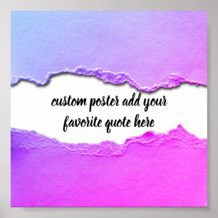 fügen Sie Ihr eigenes Zitat lila, pink und blau hi Poster