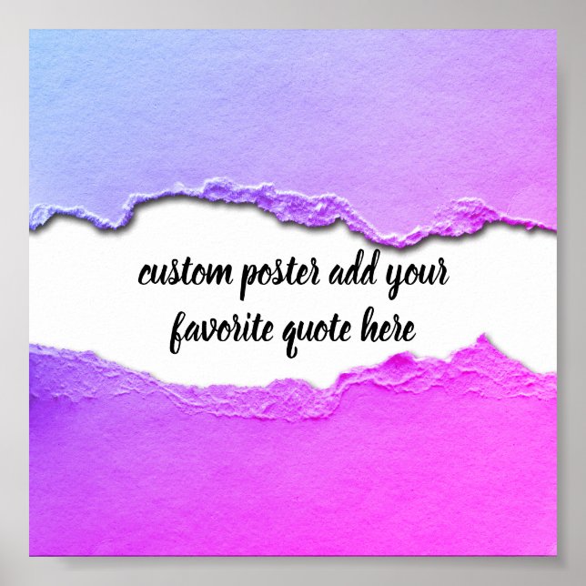 fügen Sie Ihr eigenes Zitat lila, pink und blau hi Poster (Vorne)