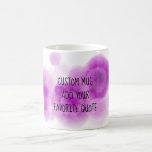 fügen Sie Ihr eigenes Zitat rosa und lila Aquarell Kaffeetasse
