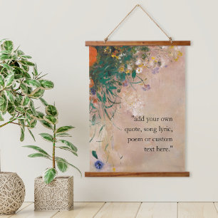 Fügen Sie Ihr eigenes Zitat Vintage-Blumenposter h Wandteppich Mit Holzrahmen