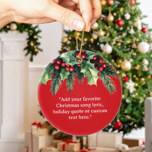 Fügen Sie Ihr eigenes Zitat Weihnachten botanische Keramik Ornament