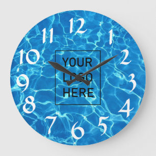 Fügen Sie Ihr Firmenlogo hinzu Schwimmbad Wasser Große Wanduhr