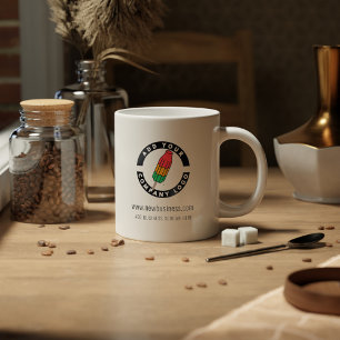 Fügen Sie Ihr Firmenlogo, Ihre Website-Adresse und Kaffeetasse