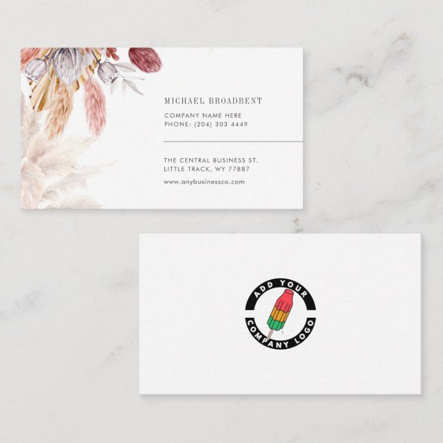 Fügen Sie Ihr Firmenlogo Pampas Grass Tan hinzu Visitenkarte (Vorne/Hinten)