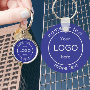 Fügen Sie Ihr Firmenshop Logo blau hinzu Schlüsselanhänger
