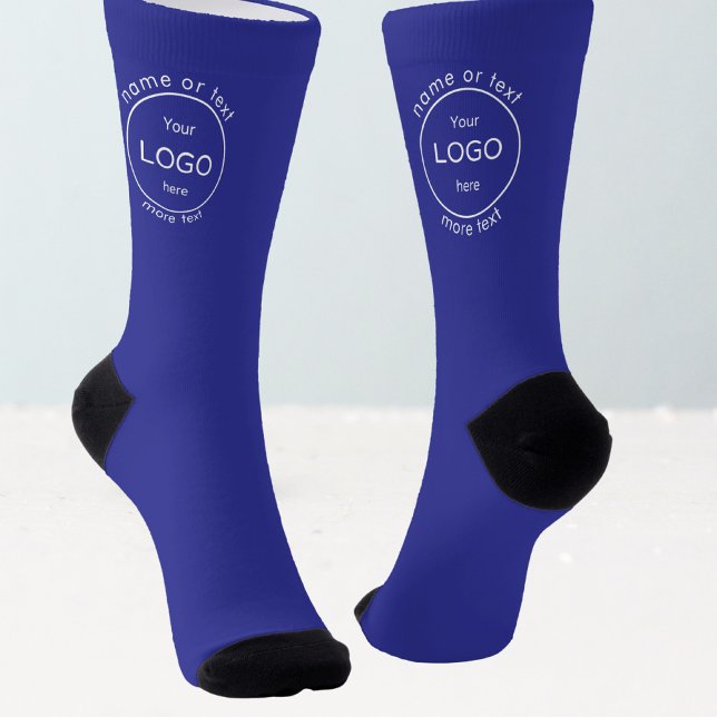Fügen Sie Ihr Firmenshop Logo blau hinzu Socken (Von Creator hochgeladen)