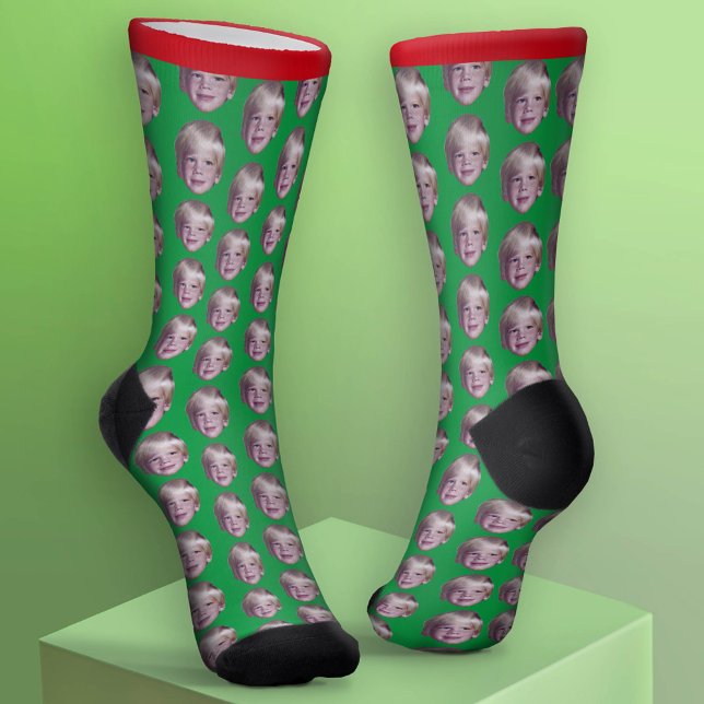 Fügen Sie Ihr Floating Head Foto - Christmas Red G Socken (Custom Face Socks - Add Your Photo)