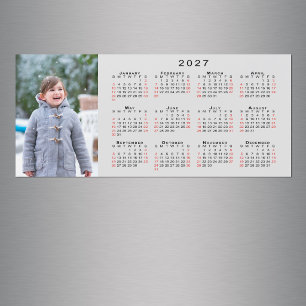 Fügen Sie Ihr Foto 2027 Kalender Grauer Magnet